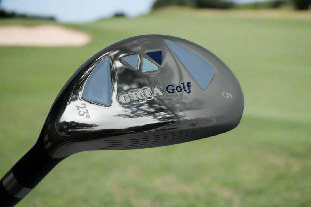 Close-up of a golf club head with &