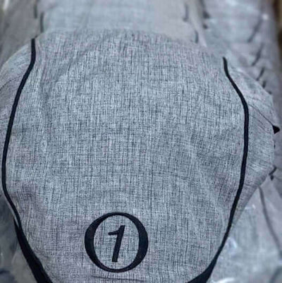 Flat Caps - 3 Color Options showing the front of Gray